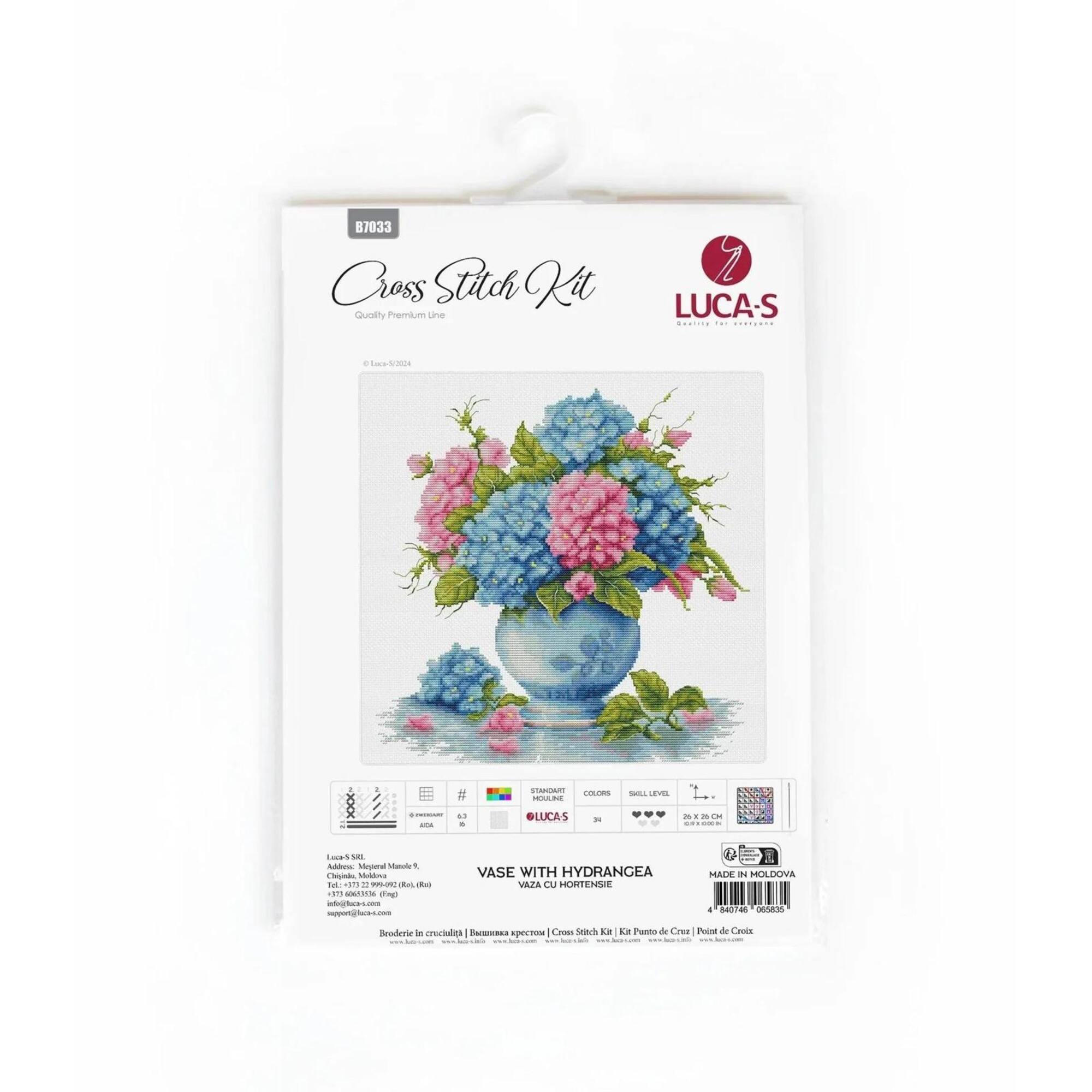 Luca-S Vase with Hydrangea Counted Cross Stitch Kit